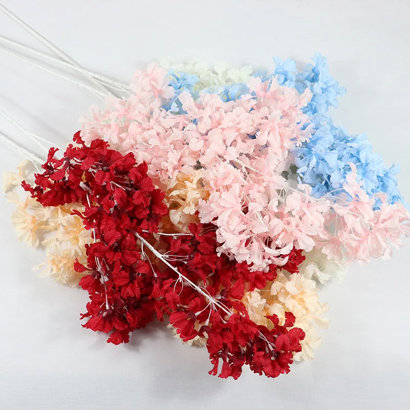 Высококачественная декоративная имитация четырех веток снега искусственный цветок вишни