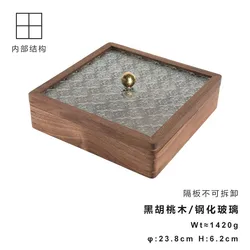 Solid wood dry fruit box wholesale square fruit plate with cover living room new year candy nut box glass storage box