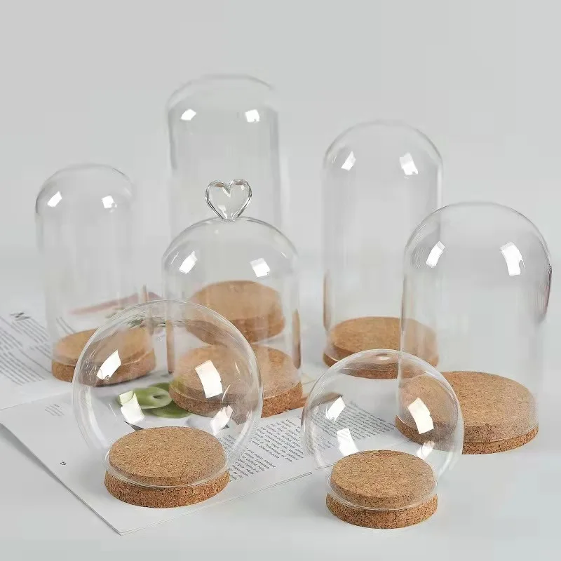 hot selling wholesale price available different sizes small glass dome with cork base