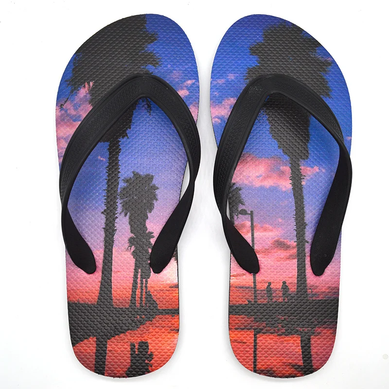 Nicecin Lowest Price Printing Summer Casual Men PE Rubber Beach Women Flip Flops