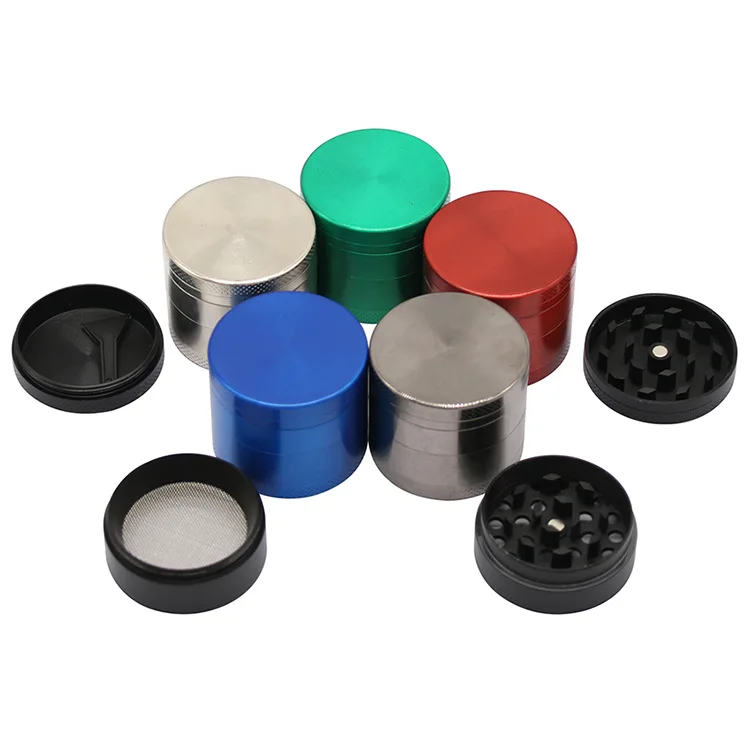 Popular 4 Part 40Mm 50Mm 55Mm 63Mm 75Mm Matte Black Grinders Custom Herb Tobacco Grinder