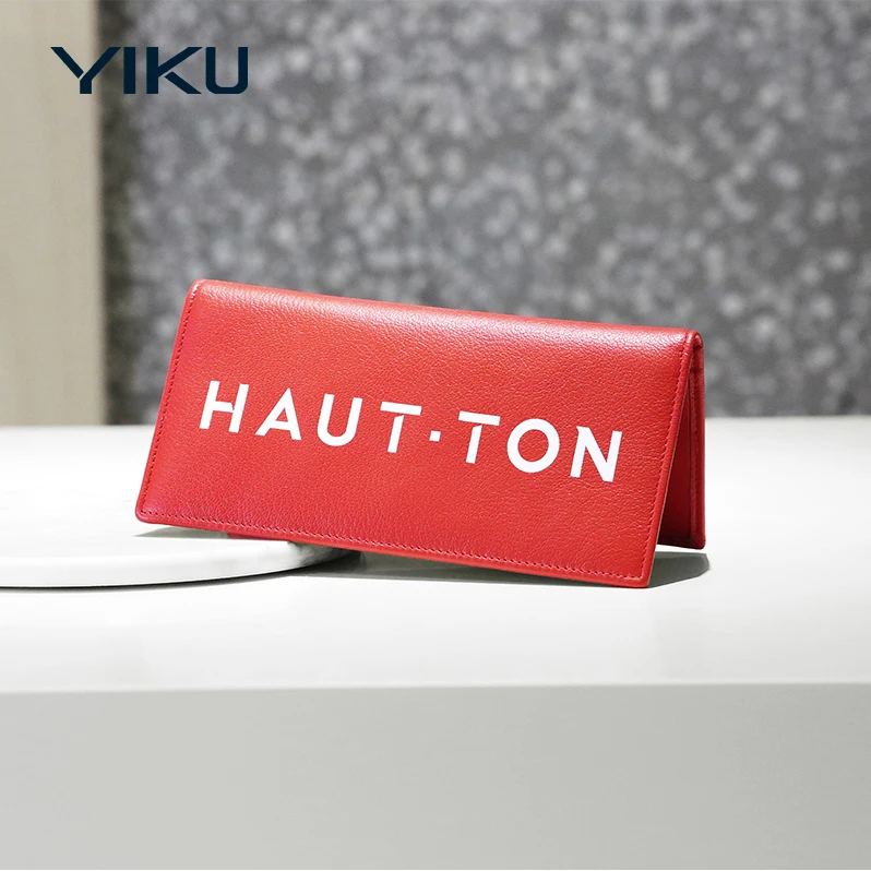 Custom leather Men Women Wallets Purses Fashion  Zipper  Money Coin Holder Female Long Purse Polyester Red RFID