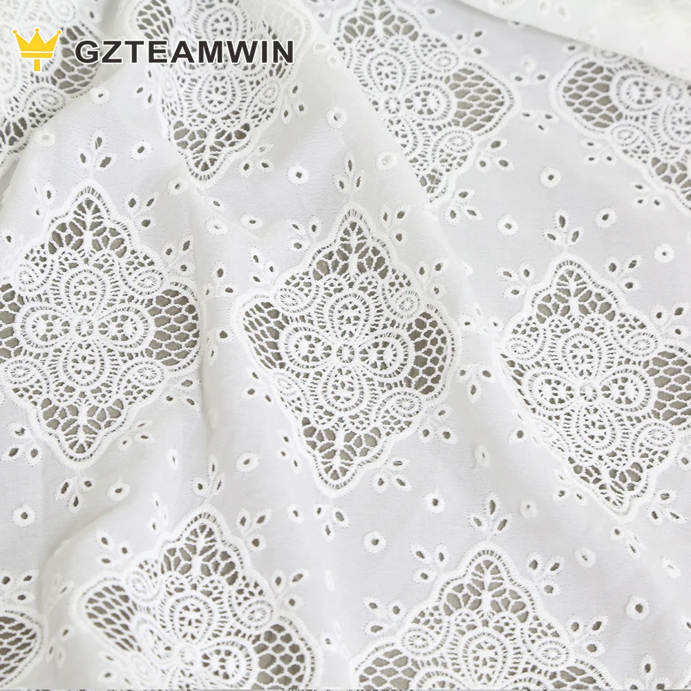 Прямая поставка с фабрики аксессуары для одежды Цветочный дизайн белое хлопковое кружево большой размер кружевная ткань вышивкой необычное