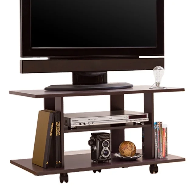 Modern simple design video games console TV cabinet with 2 shelves and 4 wheels for home use furniture