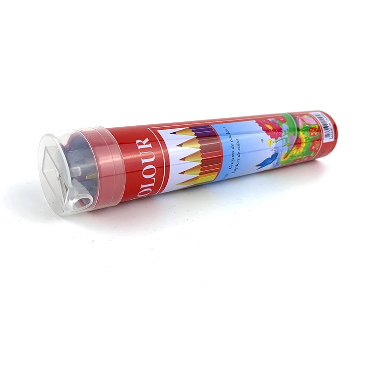Good Feedback En71 Long Round Soft Lead 12 Colors Pencil for Kids in Tin Tube