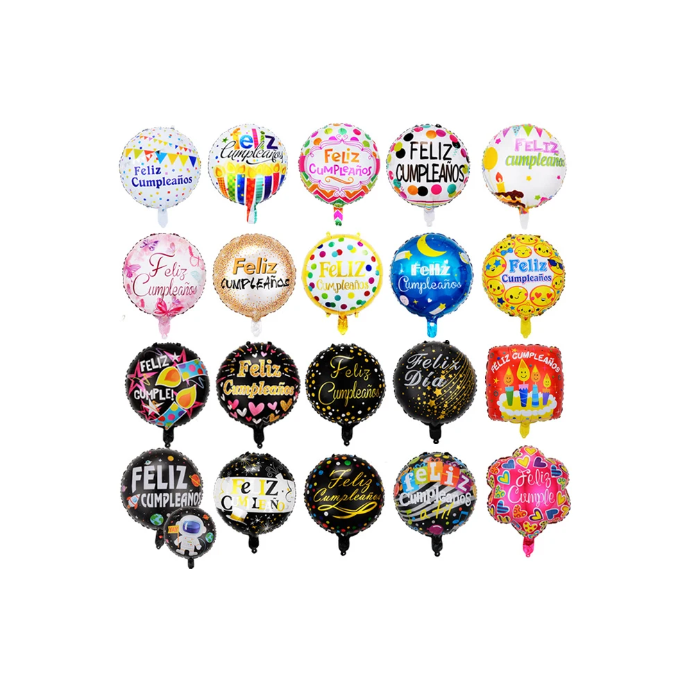 Happy Birthday Balloons Globos Al Por Mayor Party Decoration 18 Inches Round Spanish Shape Foil Balloon