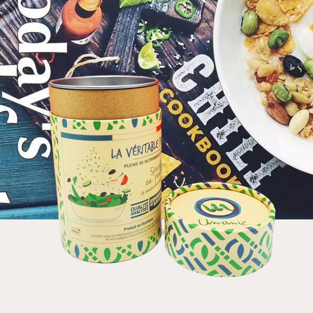 biodegradable cylinder paper tube box Food Loose Lead Tea Round cardboard Paper Packaging tube kraft tea tube with move lid