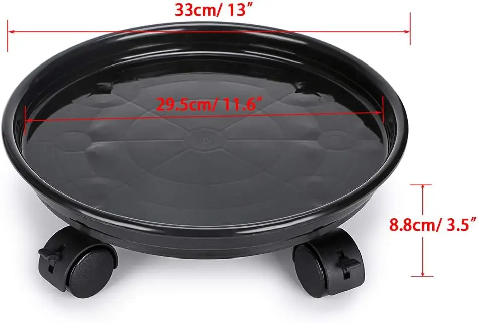 Modern  Heavy Duty  Metal black color Flower Pot Stand plant holder with wheels Flower Pot Mover for indoor and outdoor storage