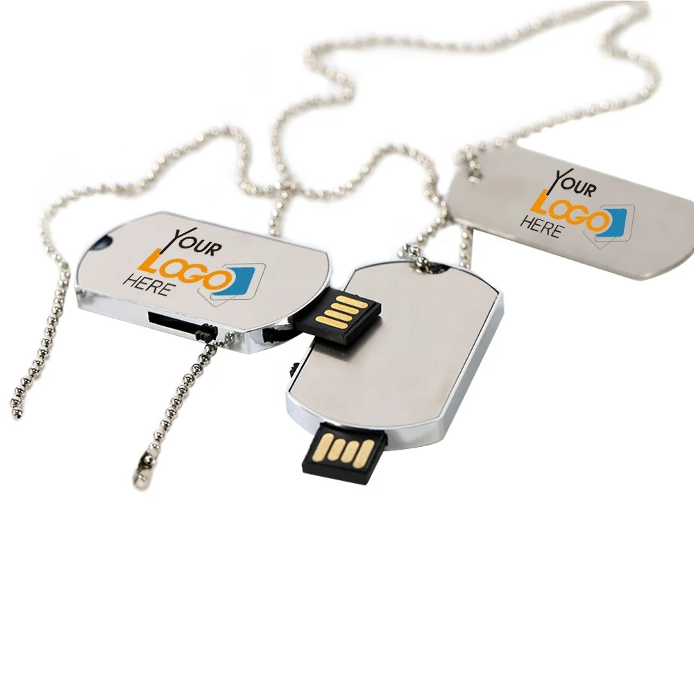 Necklace Military Dog Tag Shape 4GB 8GB 16GB 32GB USB Flash Drive PenDrive Memory Stick Disk Pen Drive