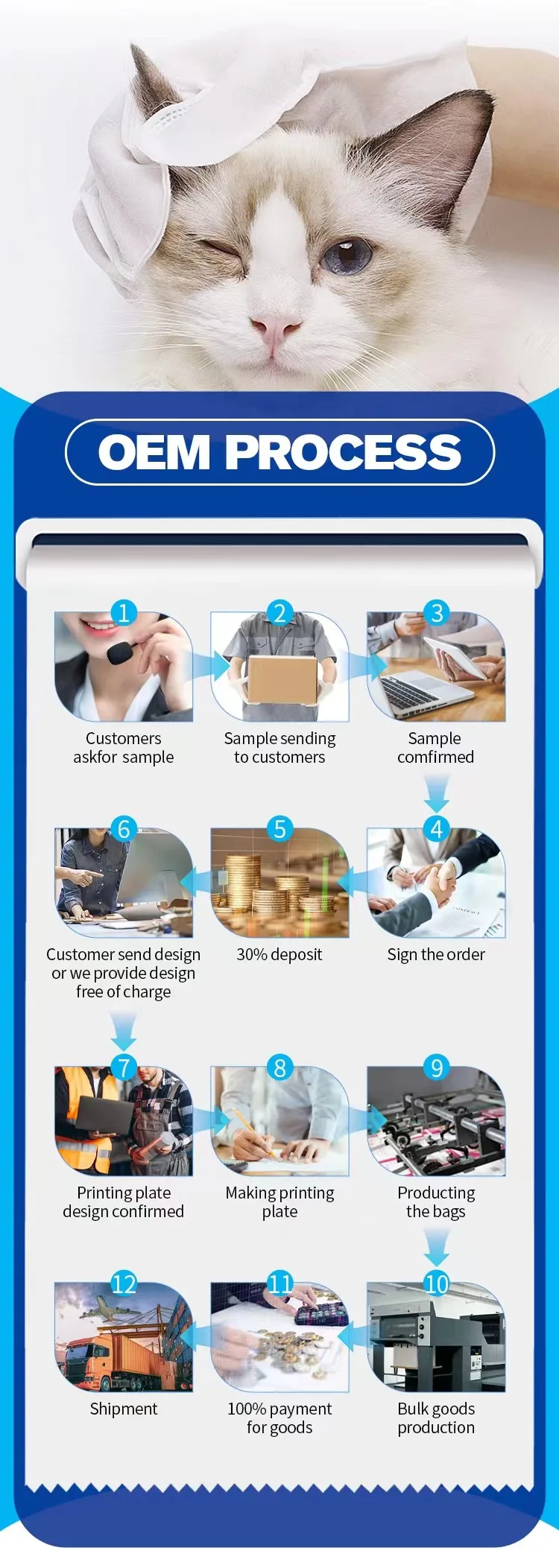 Best Selling Customizable Wet Cleaning Wipes for Dogs Antibacterial Pet Grooming Gloves from Factory