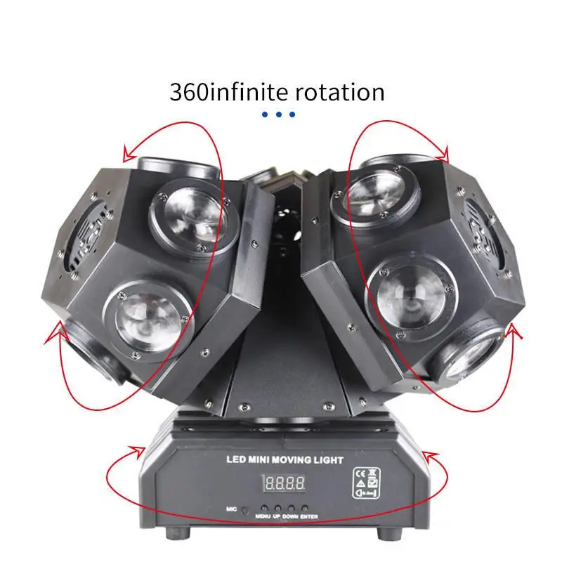 80 RGBW Laser Moving Head LED Disco Lights KTV Bar Club-360 Degree BEAM Light Stage Party Lighting DMX Sale Red Green Emission