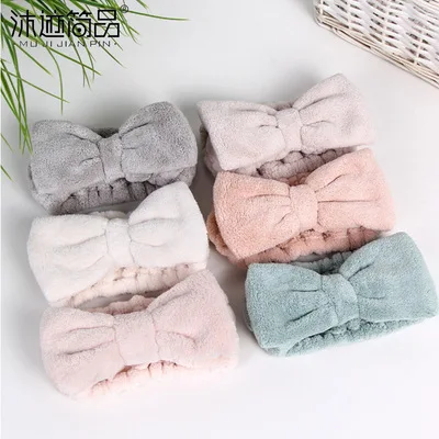 Solid Color Soft Hair Accessories Girl Makeup Bow Hairbands for Washing Face Fashion Women Shower Headbands Spa