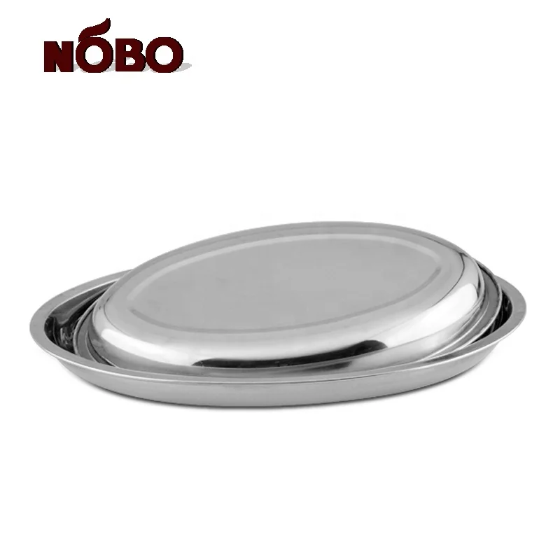 New arrival kitchenware egg shape deep dinner plate stainless steel oval food snacks serving tray
