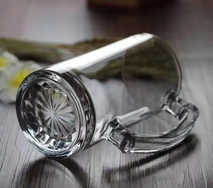 Extra Large Glass Beer Stein Super Mug Heavy Large Capavity 500ml 16.9 oz Beer Glass with Handle For Bar Party