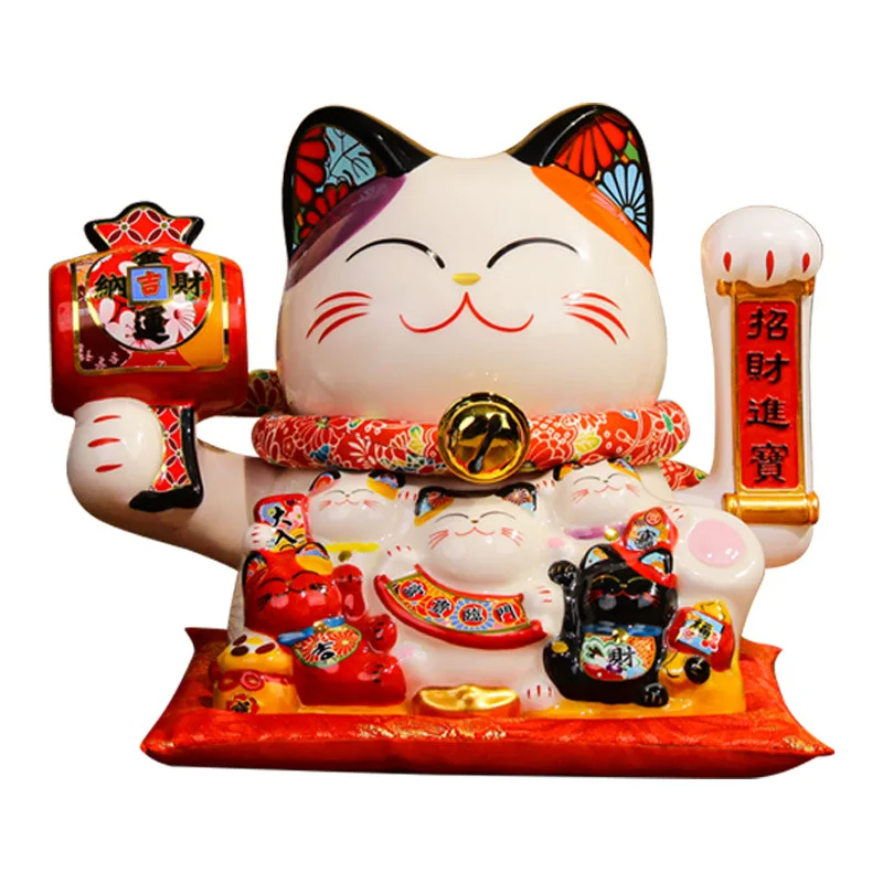 japanese lucky cat maneki neko Fortune Cat ceramic christmas ornament lucky cat Maneki-neko Fengshui for Wholesale
