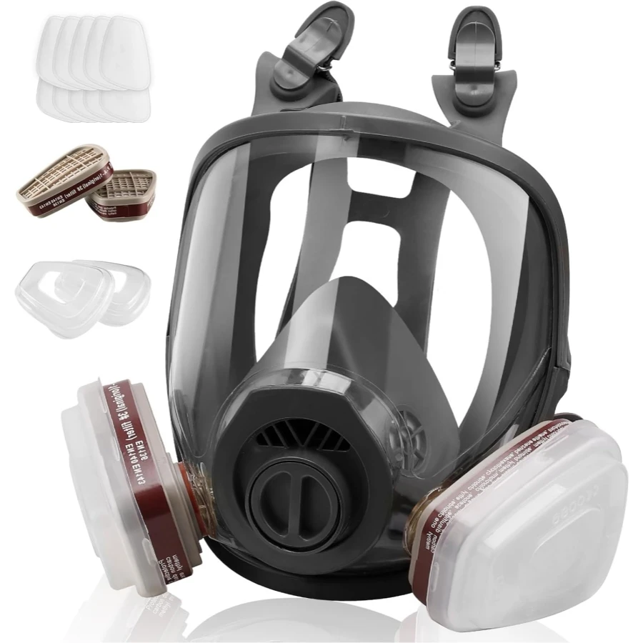 Full Face Gas Masks Activated Carbon Survival Nuclear and Chemical with 40mm Silicone CE Grey Fast Delivery OEM/ODM 12boxes 4007
