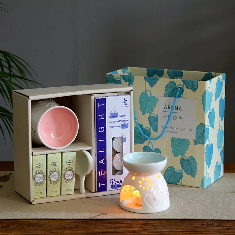 Custom Ceramic Candle Aromatherapy Lamp Aromatherapy Furnace Set Essential Oil Lamp Furnace Fragrance Oil Diffuser Gift Set
