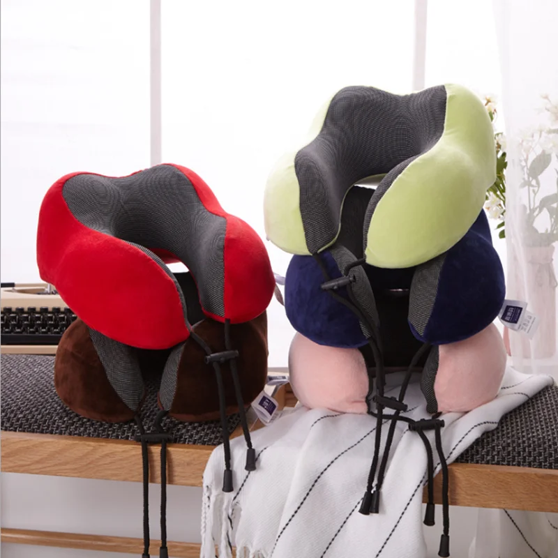 U-образная дорожная подушка из пены с эффектом памяти, с маской для глаз и затычками для ушей, дорожная подушка для шеи