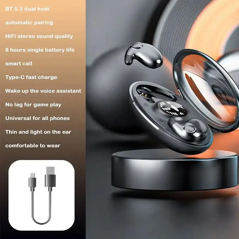 No Need to Insert Ear Sleep Bluetooth Earphones Wireless Bone Conduction  Enjoy Long Battery Life Dual Stereo Sound