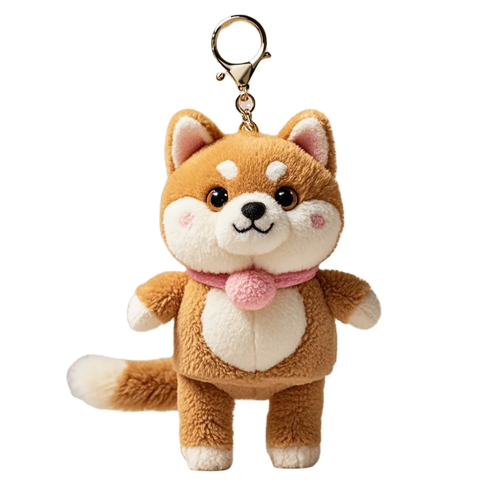OEM Customized Small Size Plush Corgi Key Chain With Squeaker Inside Mini Plush Animal Keychains Pendant Gifts