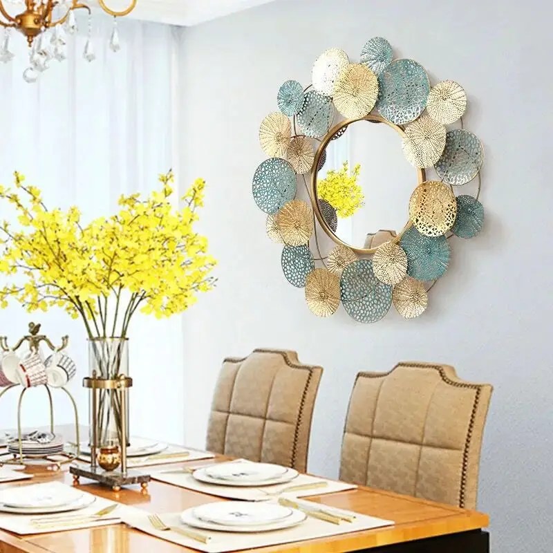 78cm High Quality Design Decorative Wall Mirror Cut-out Texture Mirror Gold Iron Paint Rocky Glass for Living Room Bathroom