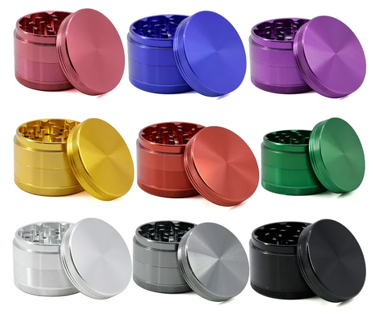 Custom 2.5' 40mm 50mm 55mm 63mm 4 piece herbal grinder tobacco metal aluminum herb grinder wholesale