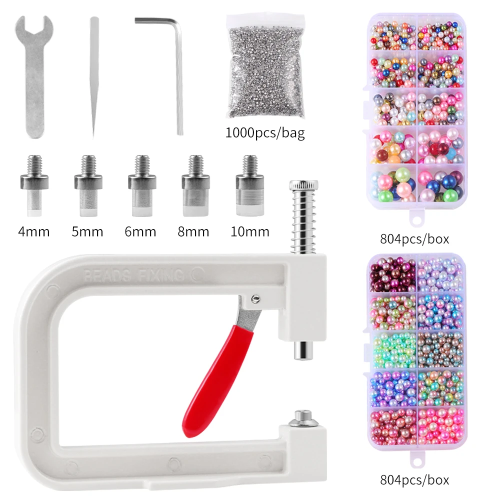DIY Hand Press Pearl Setting Machine Beads Rivet Fixing Machines For Repair Lace Knit Hat Punching Tools Combination Sales