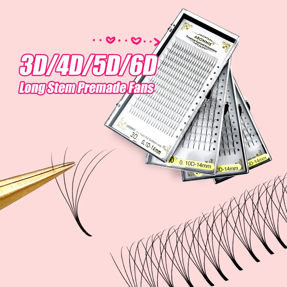 Abonnie Wholesale Custom Packaging Premade Volume Lashes Extensions 2D-10D J B C D Curl Premade Eyelashes