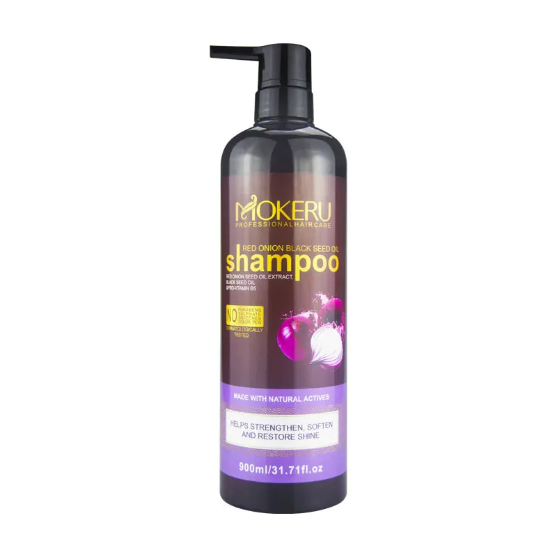 OEM Wholesale Customize  900ml MOKERU Onion Hair Shampoo Nourishing Red Onion Hair Shampoo Anti Hair Loss for Women and Men