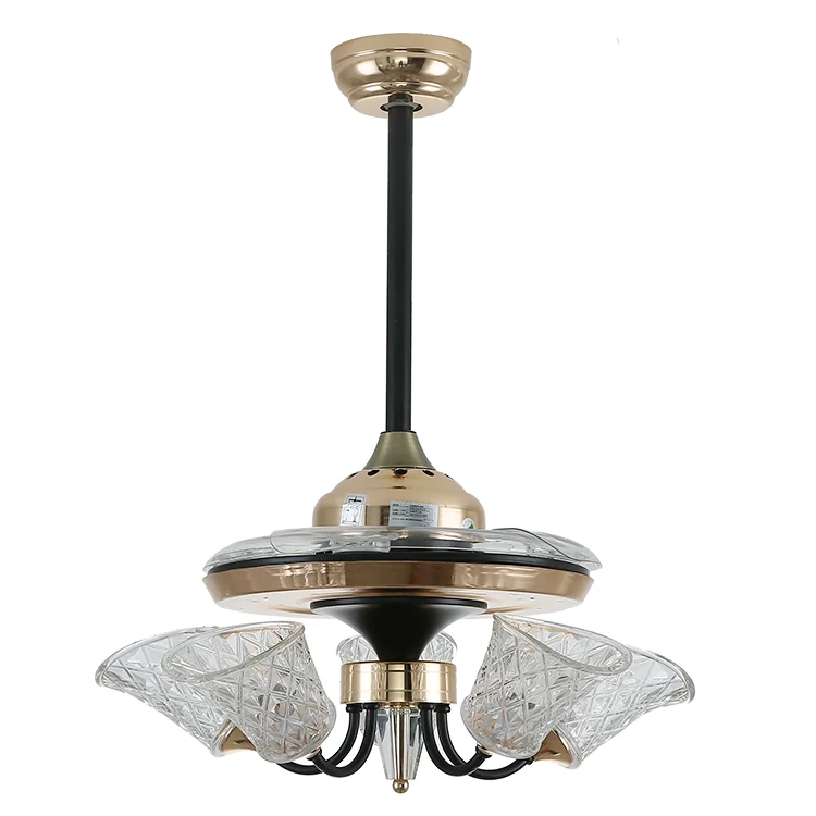 Zhongshan Manufacturer New Style 36 Inches Ceiling Fan with Folding Blades Decorative 5 Lights Chandeliers Pendant Lamp