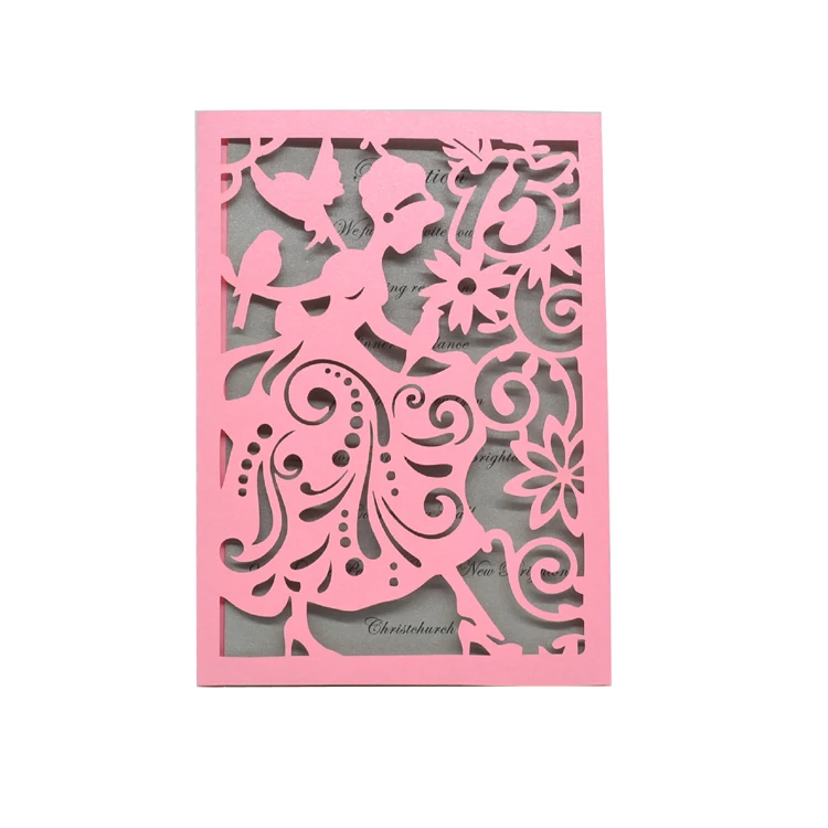  quinceanera party supply invitation cards sweet 15 years celebration invitations with envelopes or box for