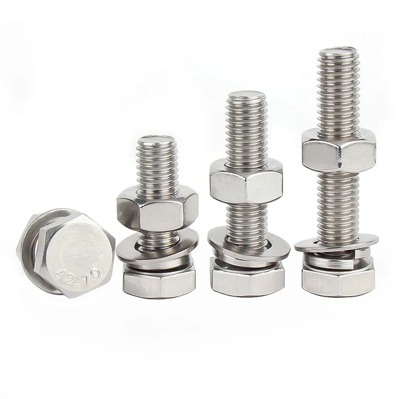 Wholesale Fastener Din933 Hex Bolt M8 M10 Stainless Steel A2 Hexagon Bolts With Nut and Washer
