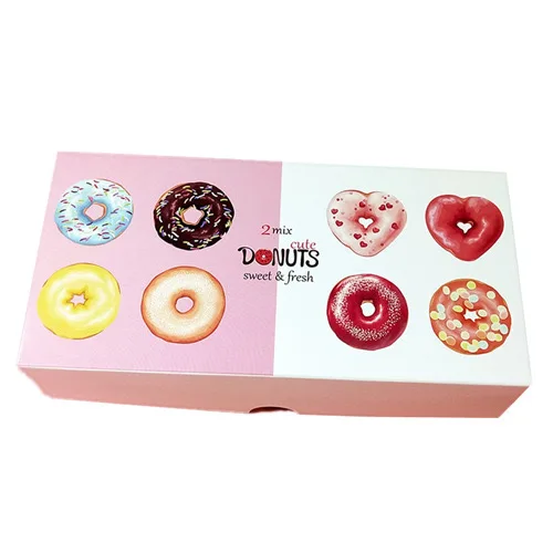 Foldable One Sheet Easy Assemble Macaron Cupcake Donut Box Custom Size Mochi Donut Packaging Box