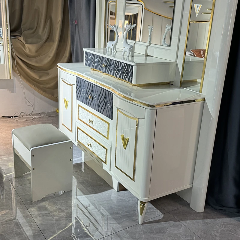 Modern high gloss bed room furniture gold luxury queen king size solid wood turkey master bedroom set