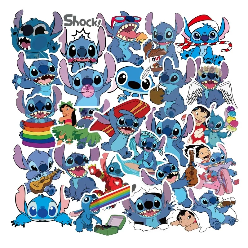 50 pieces stitch cartoon stickers cartoon suitcase car stickers graffiti stickers children