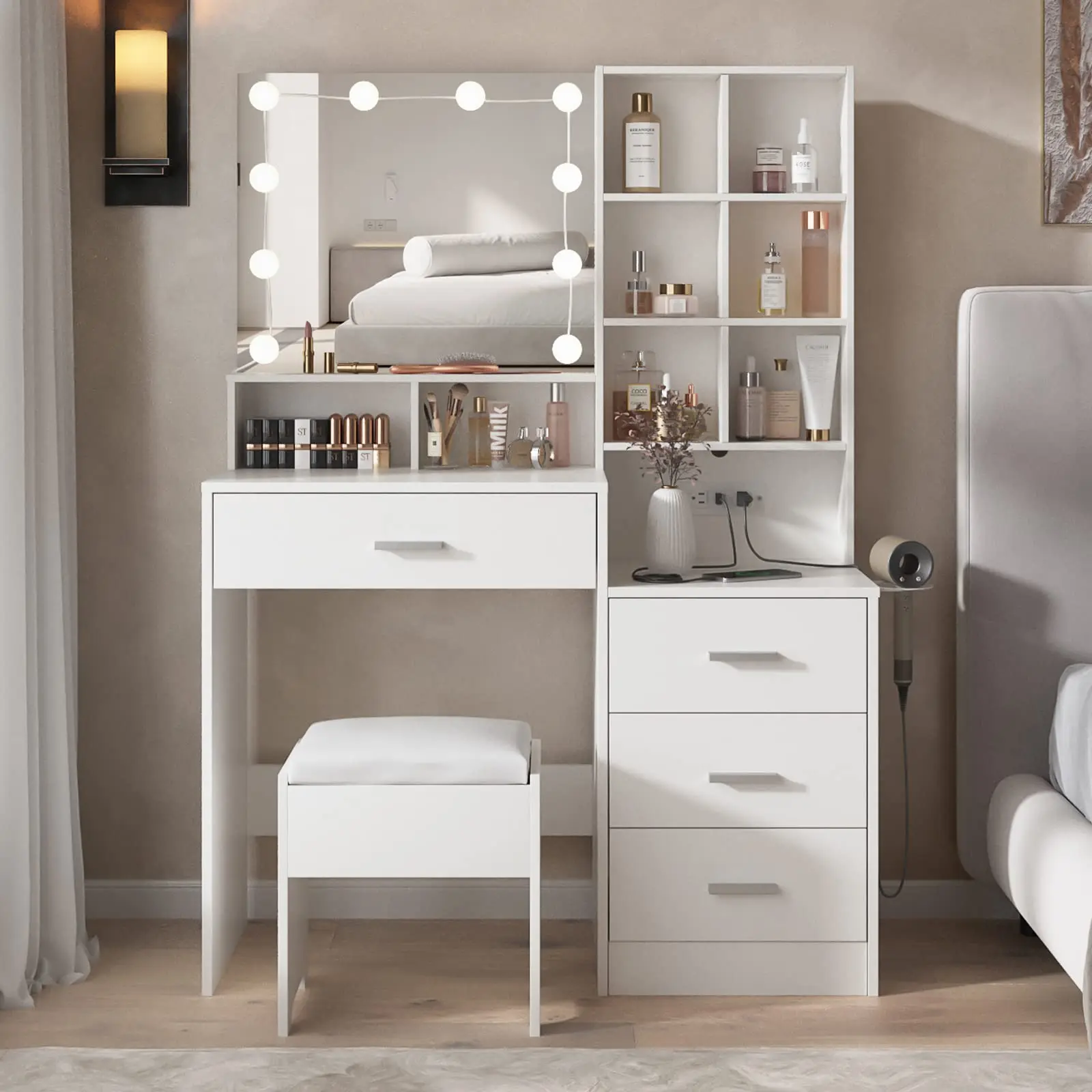 wooden makeup vanity dressing table dresser desk with drawer chair set wooden dressing table for bedroom