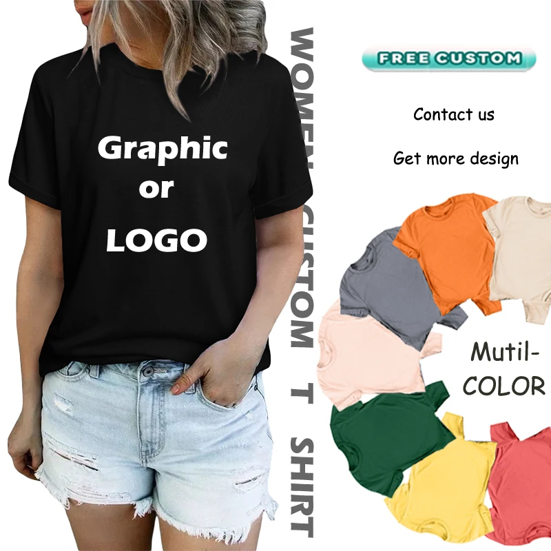 2022 Custom Logo Bulk Stock T-Shirt Fashion Vintage Graphic T Shirts For Women