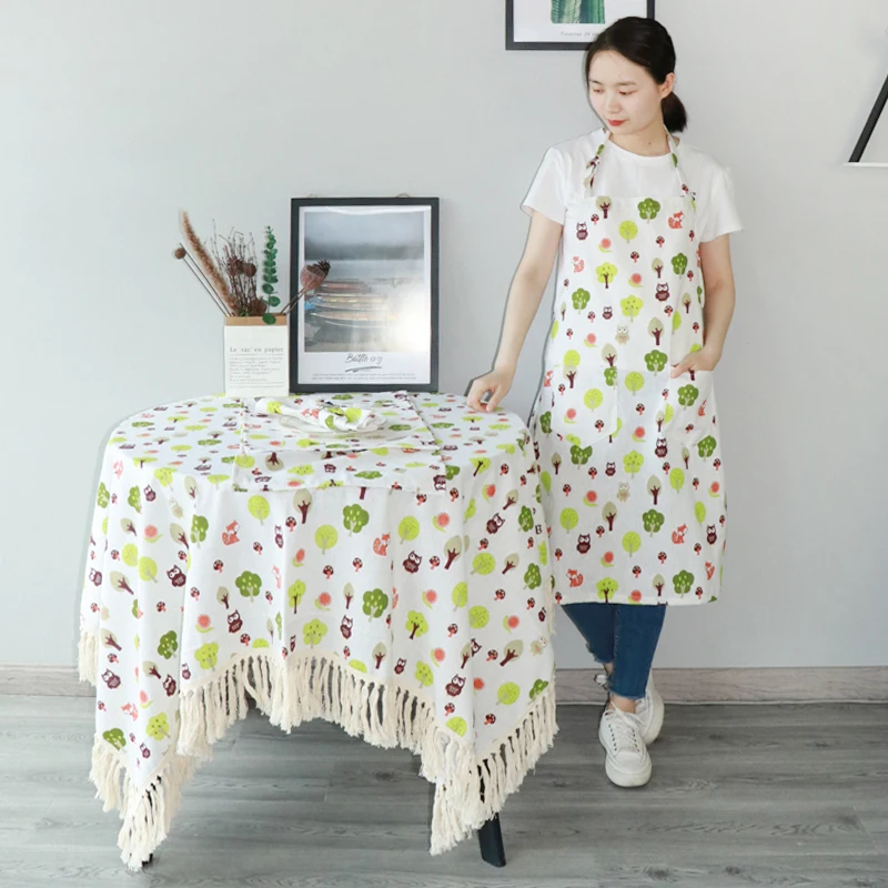 Новый стильный изысканный льняной хлопковый тканевый домашний текстиль с рисунком для кухонного стола