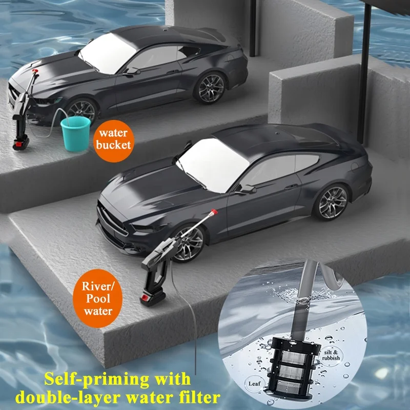 High-end High Pressure Cleaning Car Washer Long Battery endurance washing cleaner machine 300W High Power pump moter water gun