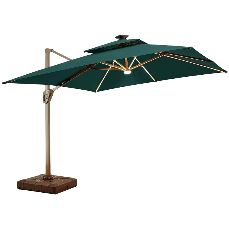 Outdoor Garden Parasol Windproof Double Canopy Square Heavy Duty Aluminum 3 By 3m 4m Parasol Cantilever Patio Umbrella