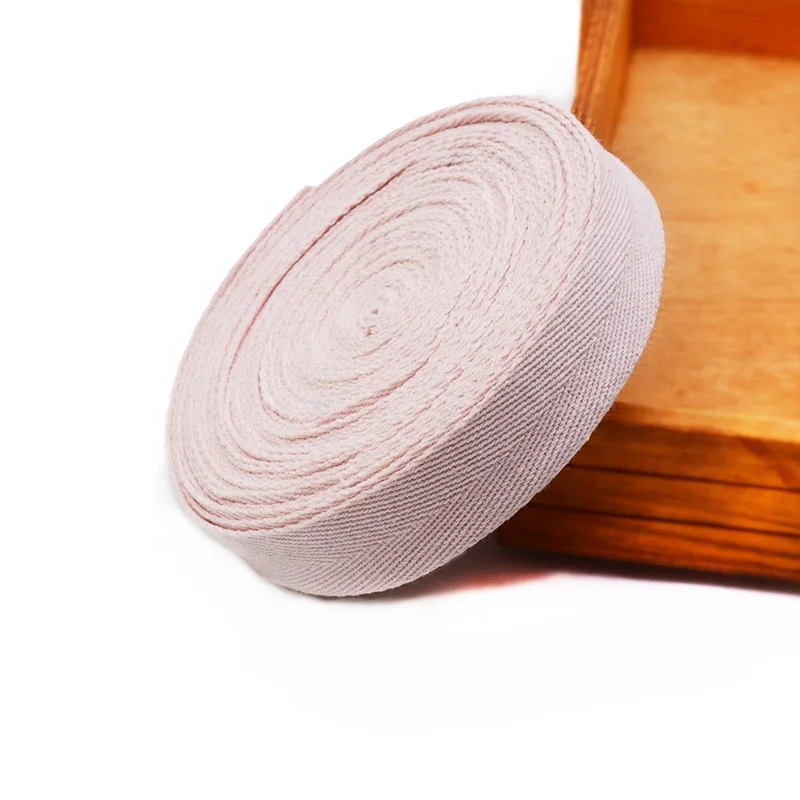 Customized beige 1 inch 100% cotton narrow herringbone woven ribbon twill jacquard tapes