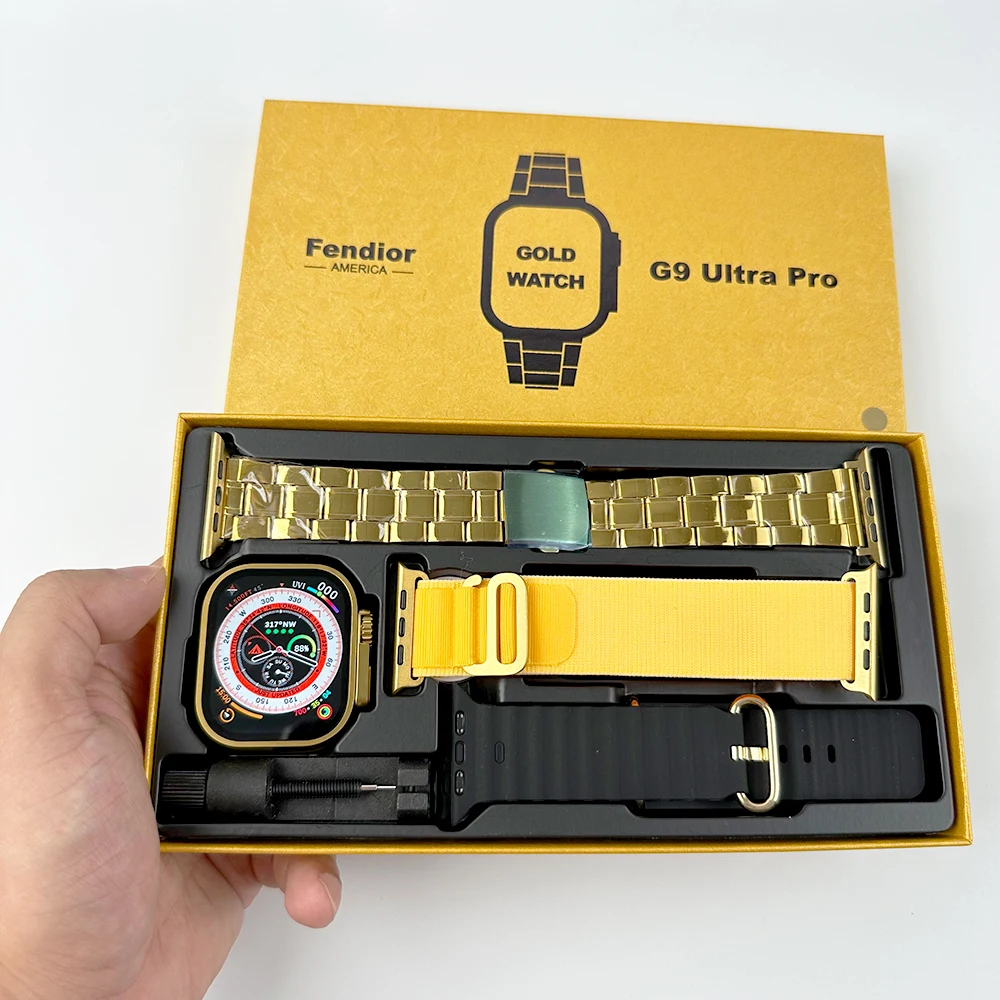 Custom dial Smart Watch Golden Reloj G9 Ultra PRO Reloj inteligente IP68 Water proof Wrist Bracelet BT big screen 2.01NCH 230mAh
