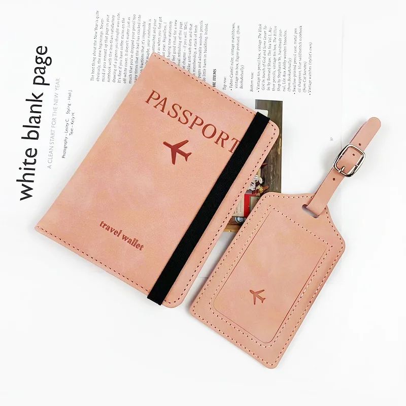 wholesale pu leather rifd blocking passport holder and travel luggage tag set customized logo for men and women