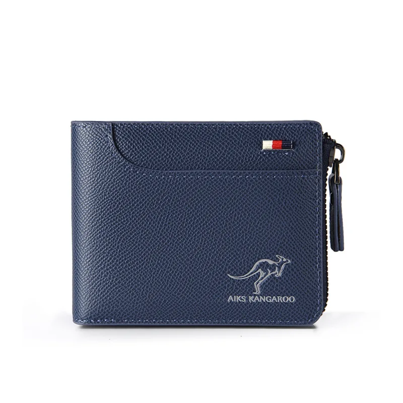 Wholesale 2024 Male RFID PU leather Zipper Anti Theft Coin Bag Zipper Wallet for Men