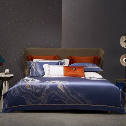 Aimaylai Luxury Soft 100% Cotton100s Home Hotel 4 Piece Bed Sheets Set Solid Color Custom Design Comforter Bedsheet Bedding Set