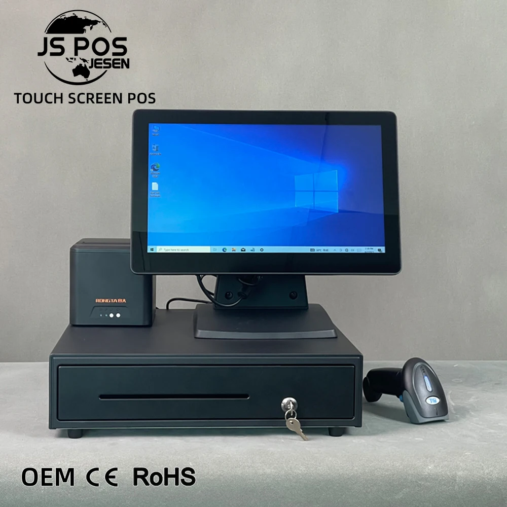 Jesen OEM POS  17/15 inch Touchscreen POS system cash register machine Cashier Retail Resolution for Restaurant