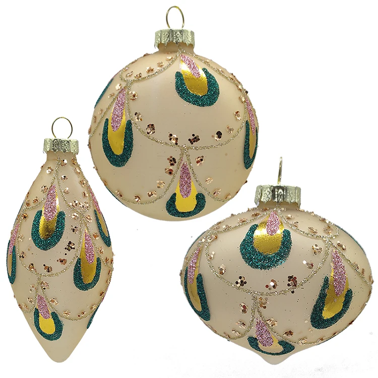 2024 New Arrival Christmas Glass Bauble Glass Ball Ornaments 3 PCS a Set