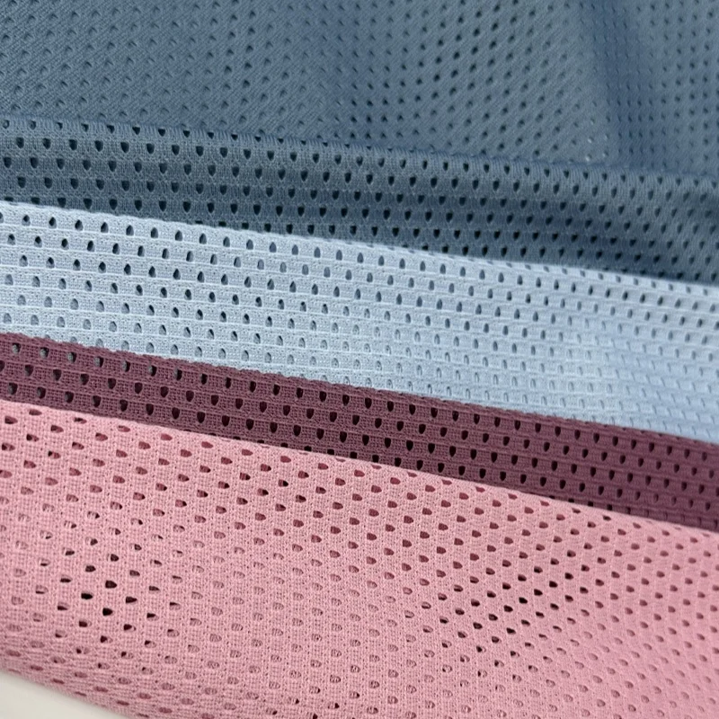 Oeko Tex and GRS certificat bullet head elastic recycled mesh fabric outdoor breathable home textile fabric for sports shirt