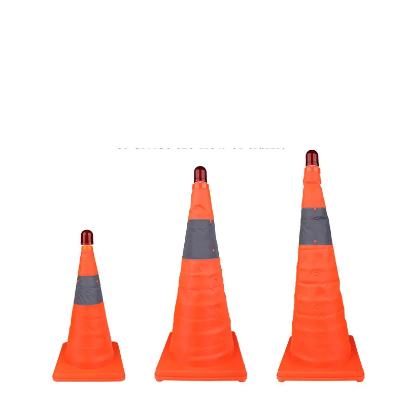 Factory wholesale Fluorescent Orange Reflective Collapsible Traffic Safety Cone for Road Parking Cones Driving Construction Co