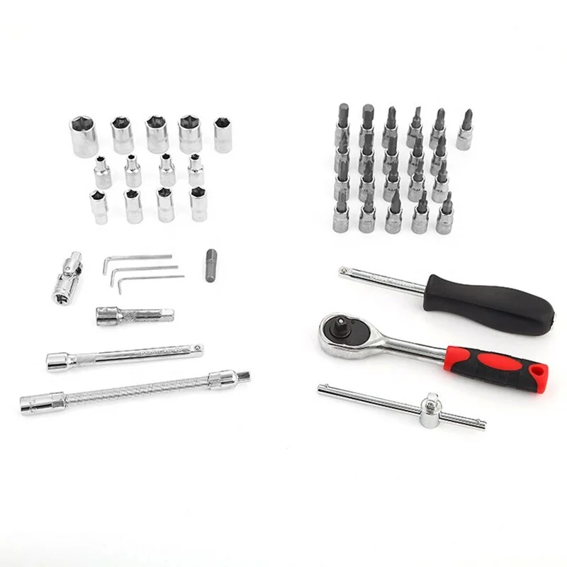 46PCS Vde Multifunctional Auto Repair Tool Kit Set Socket Wrench Combination Sleeve Ratchet Plate Hand Repairer Hardware Tools